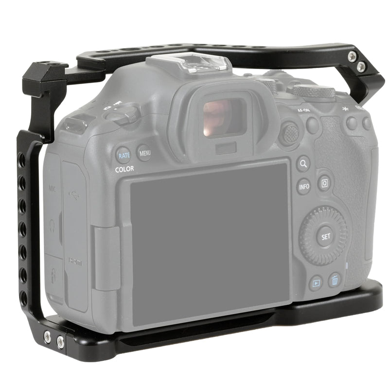 Camera Video Cage for Canon EOS R6 II / R6 III Mirrorless Camera | Built-in Cold Shoe, Arca-Swiss Quick Release Plate, ARRI 3/8"-16 & 1/4"-20 Threaded Holes for Tripod Gimbal Stabilizer