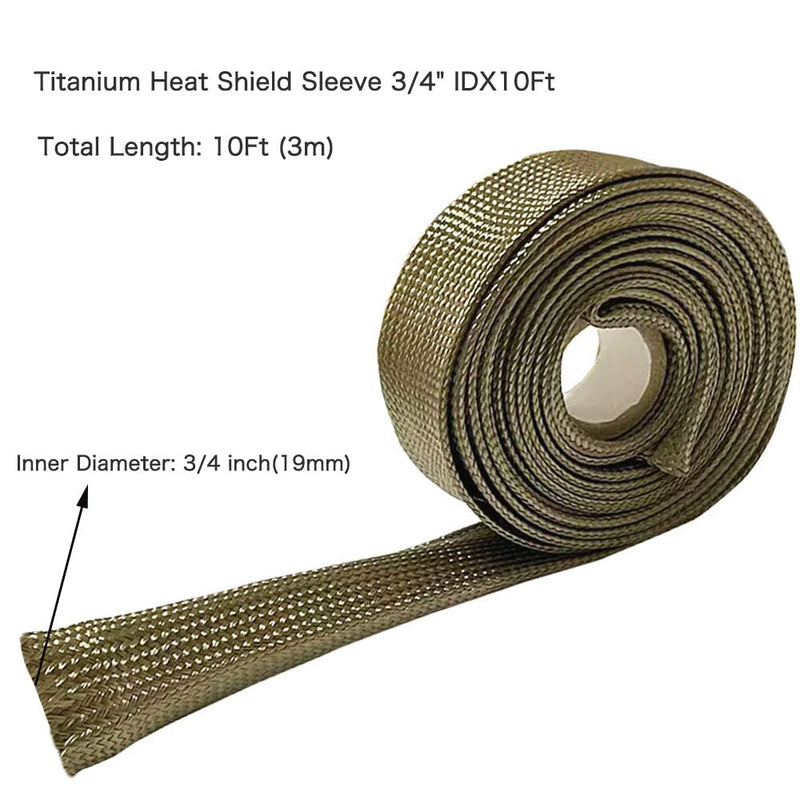 Titanium Wire Heat Shield Sleeve Fuel Line Auto Hose Spark Plug Wire Heat Shield 3/4" IDX10' Boots Protectors Roll 2500 Degree for Car&Auto Wire Loom Brake Cable Titanium 3/4" IDX 10Ft