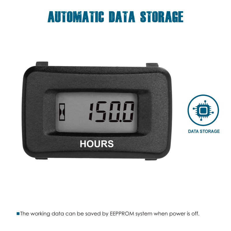 Runleader LCD Hour Meter for Maintenance,AC/DC 5V to 277V for Riding/Zero Turn Lawn Mower Leaf Trimmer Brush Cutter Generator Motorhome etc.