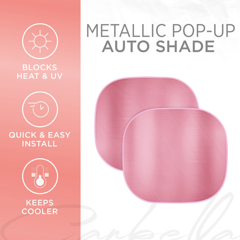 BDK 2PC Metallic Pink Car Window Sun Shade Auto Shade for Windshield Visor, Block UV Reflect Heat to Keep Your Car SUV Truck, 31.75" x 28.75"