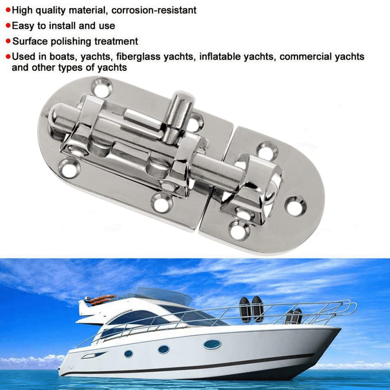1/2Pack Stainless Steel 316 Door Window Lock Latch ，Marine Barrel Bolt Clasp Sliding Hasp Locks Push Pull Toggle Buckle W/Rubber gaskets (2Pack, Length: 110mm 4.33inch) 2Pack