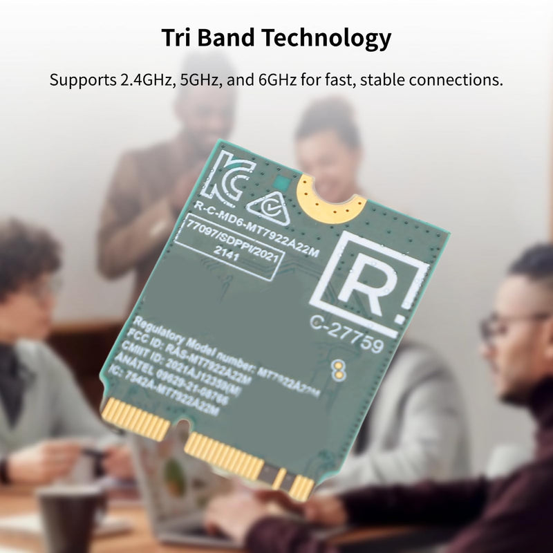 RZ616 MT7922A22M M.2 WiFi6E WL Network Card Module, 5374Mbps Bluetooth 5.2 Tri Band WiFi6E Card Adapter, for Computer, for Linux Compatible, Easy Installation