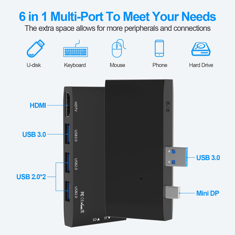Surface Pro 6/Pro 5/Pro 4 Docking Station USB Hub with HDMI - Surface Pro 4/5/6 Accessories dongle SD Micro Card Memory Card Readers Dock, Surface Pro 4K HDMI Adapter with 1 x USB3.0 + 2 x USB2.0 Port For Surface Pro 4/5/6