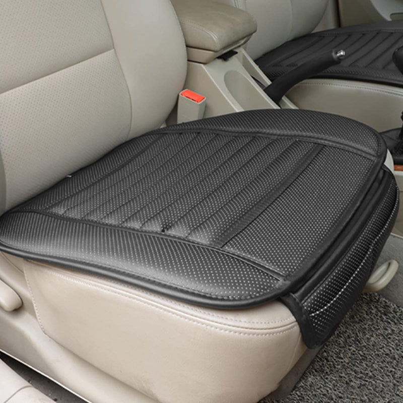 zipelo 2 Pack Car Seat Covers for Front Seats, Breathable Leather Cushion Protector, Anti-Slip Driver Seat Padded with Storage Pockets, Auto Interior Decoration for Most Vehicles (Black) black