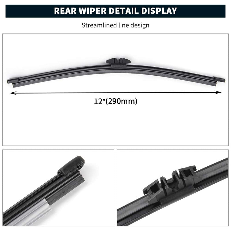 Rear Wiper Blade - Fits 2013-2023 Ford Escape, 2011-2023 Explorer, 2015-2019 Lincoln MKC Back Windshield Wiper Blade, MIKKUPPA Replacement OEM BB5Z17526C Replacement for Ford Explorer 2011-2023 Rear Wiper Blade