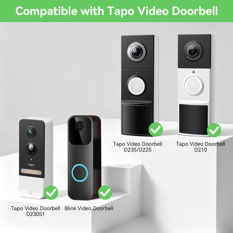 Anti-Theft Video Doorbell Mount Compatible with Tapo D210/ D225/ D235 Camera, No Block Motion Sensor, Adjustable No-Drill Mounting Bracket Accessories for Home Rentals Office