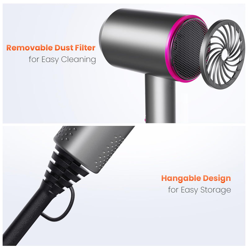  [AUSTRALIA] - Dekuri Hair Dryer, Powerful Fast Drying Hairdryer, Millions Negative Ions with 7 Modes, Hairdryers for Women Man (Black) Black