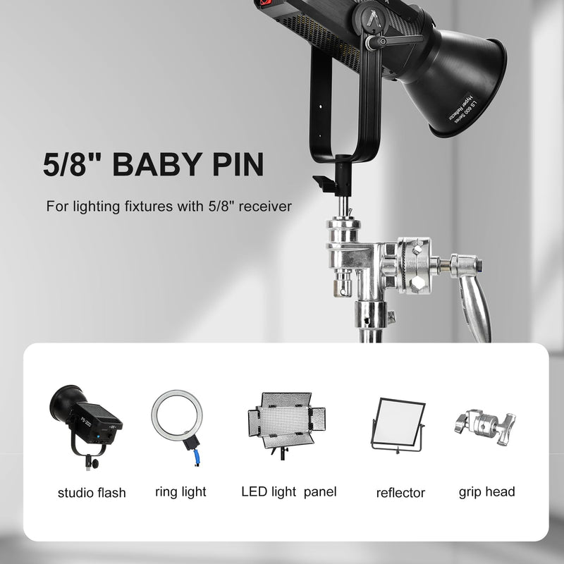 PHOCUS Junior to Baby Pin Adapter, 1-1/8" to 5/8"(28mm to 16mm) Stand Clamp Converter for C stand Turtle base, Heavy Duty Light Stand, TV Clamp to Suppport Photo Studio Lighting Strobe Flash Softbox