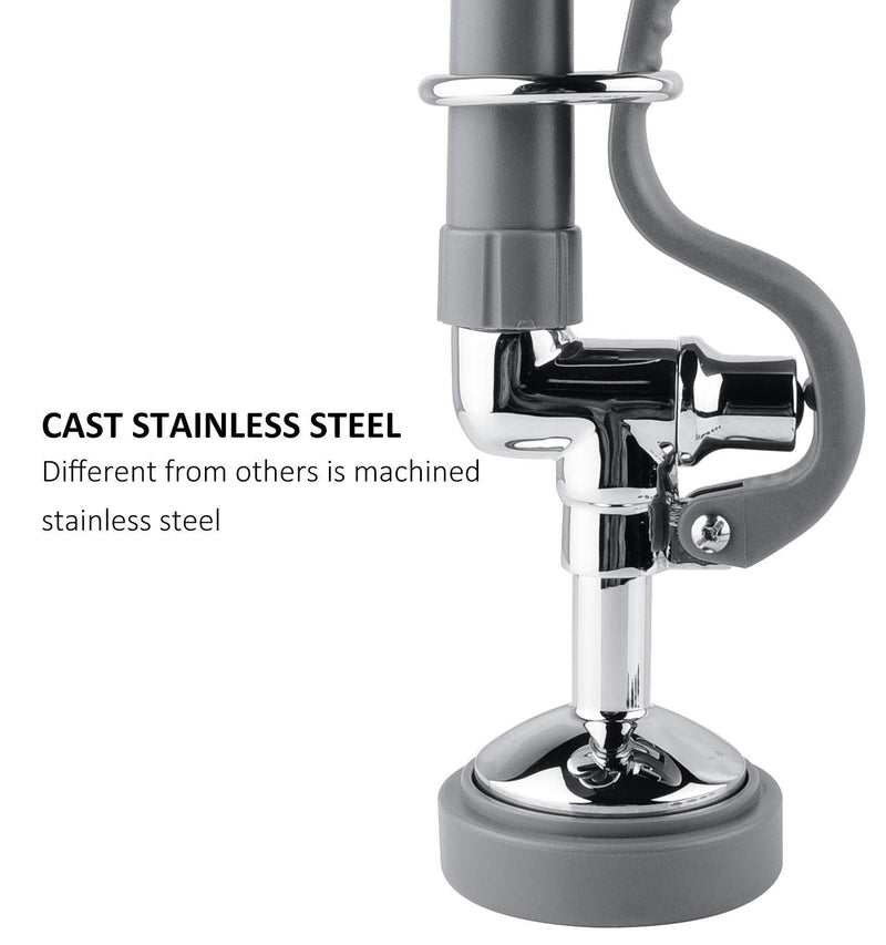 Pre Rinse Sprayer Commercial Sink Sprayer Head Spray Valve,1.42GPM Restaurant Sink Dish Spray with Handle for Commercial Kitchen faucets,Chrome Finished (Grey) Gray Round Sprayer