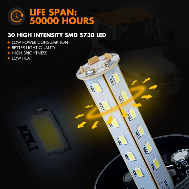 Xprite 30 LED Amber Forklift Beacon Strobe Light Safety Warning Flashing Lights for 10-110V Mower, ATV, Trucks, Tractor, Golf Carts, UTV, Cars, Bus 1 PC