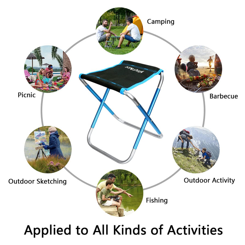AOUTACC Ultralight Portable Folding Camping Stool for Outdoor Fishing Hiking Backpacking Travelling(XL:13"x14"x15";Large:11.8"x11"x11.4"; Medium:8.3"x9.5"x 11") 8.3"x9"x10.6" Blue and Black