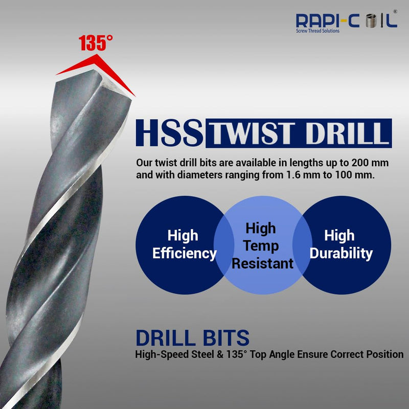 7/16-14 UNC Thread Repair Helicoil Kit, HSS M2 Tap & Drill, SS 304 Wire Inserts - Made in India 7/16-14 UNC