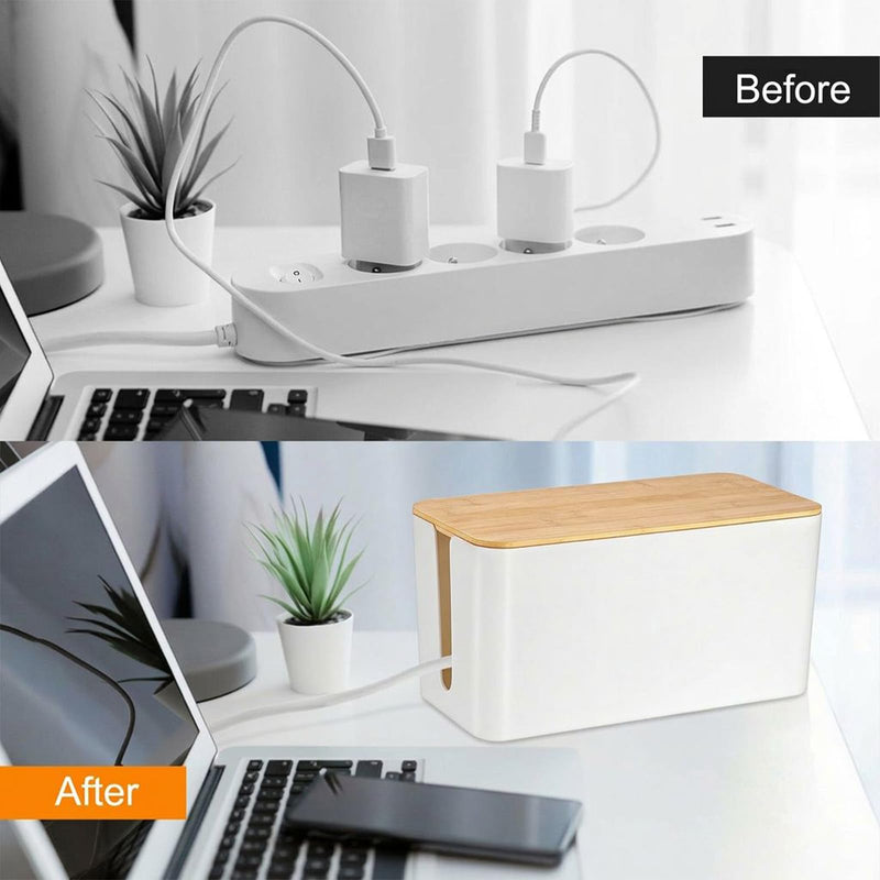 Cable Management Cord Cover Wire Hider Box Concealer Organizer Protector System for Home Theater Entertainment Center Office School (Wood White) Wood White