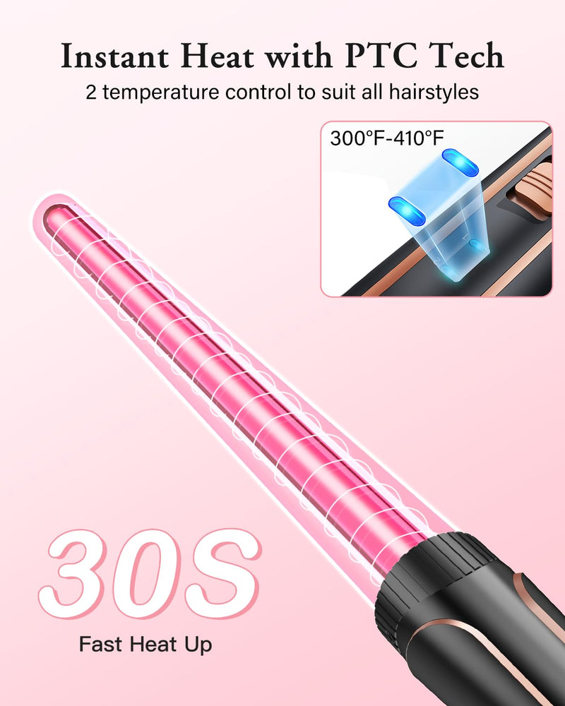 BESTOPE PRO 5 in 1 Beach Waver Hair Curler, Curling Iron (9-32mm) with 2 Temperature Control, Mermaid Hair Waver with Heat-Resistant Glove and 2 Clips for Long Medium Short Hair Rose Gold
