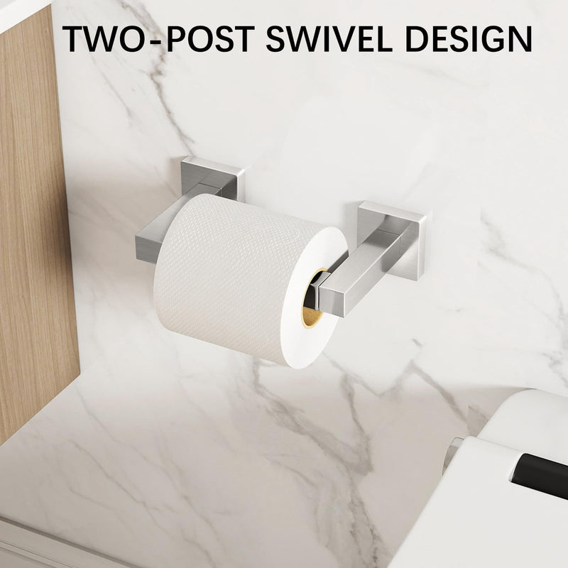 FEILERN Toilet Paper Holder Wall Mounted Post Pivoting Square Tissue Holders Roll Holder Hangers for Bathroom Commercial Toilet Paper Dispenser, Brushed Nickel 1 Pack