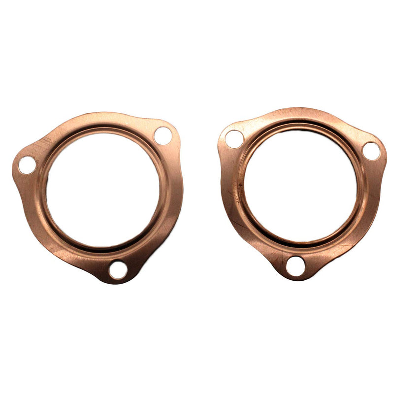 2.5 Inch Header Collector Gaskets(1 Pair) 2pcs Copper Header Exhaust Collector Gaskets 2 1/2" Exhaust Gaskets Durable Reusable for All SBC BBC 302 350 454 (3 Bolt Pattern)