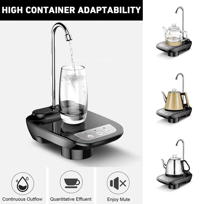 5 Gallon Black Drinking Water Dispenser Pump, Automatic Electric Desk Water Pump for 1-5 Gallon Water Jugs, Portable Rechargeable Electric Water Bottle Pump for Home, Kitchen, Office, Camping