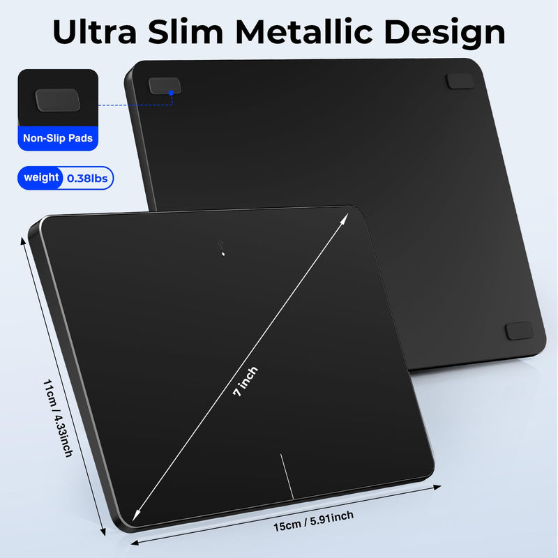 Wired Trackpad for Windows 10/11 – High-Precision Multi-Touch Portable Touchpad Mouse with Multi-Gesture, Ultra-Slim Aluminum Design, Compatibility for PC, Laptop, and Desktop Computers (dark) dark
