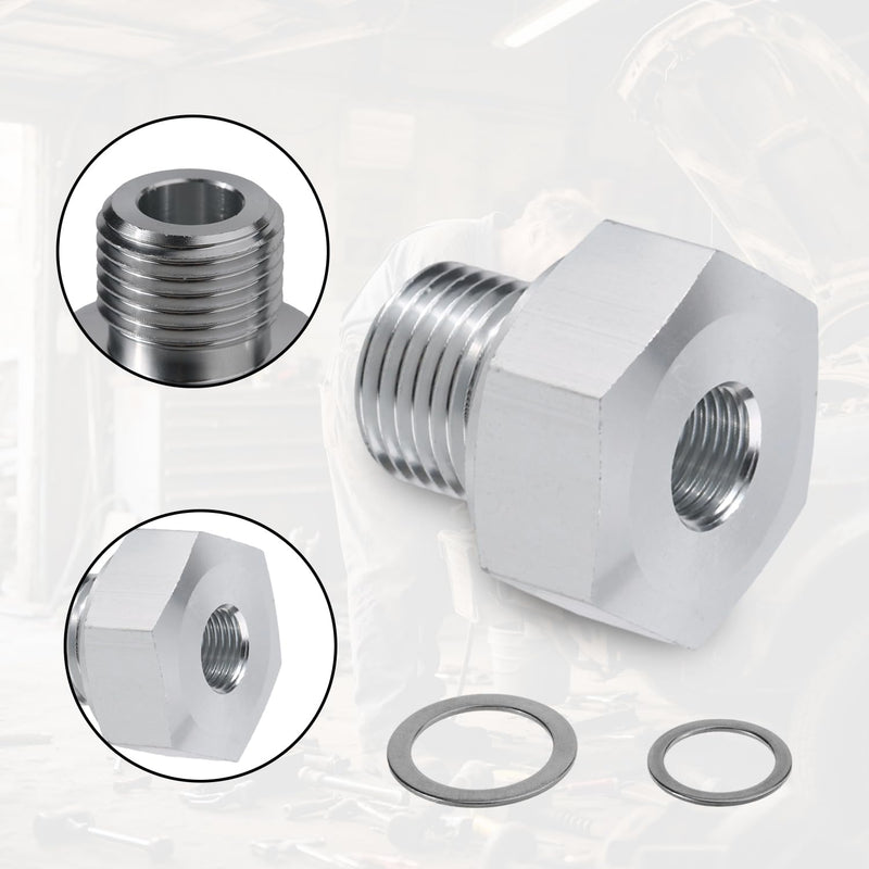 2pcs Oil Pressure Sensor Adapter, M16x1.5 M12x1.5 to 1/8 NPT Temp Sensor Adapter Swap Parts Oil Pressure Sender Accessories Compatible with LS Engines
