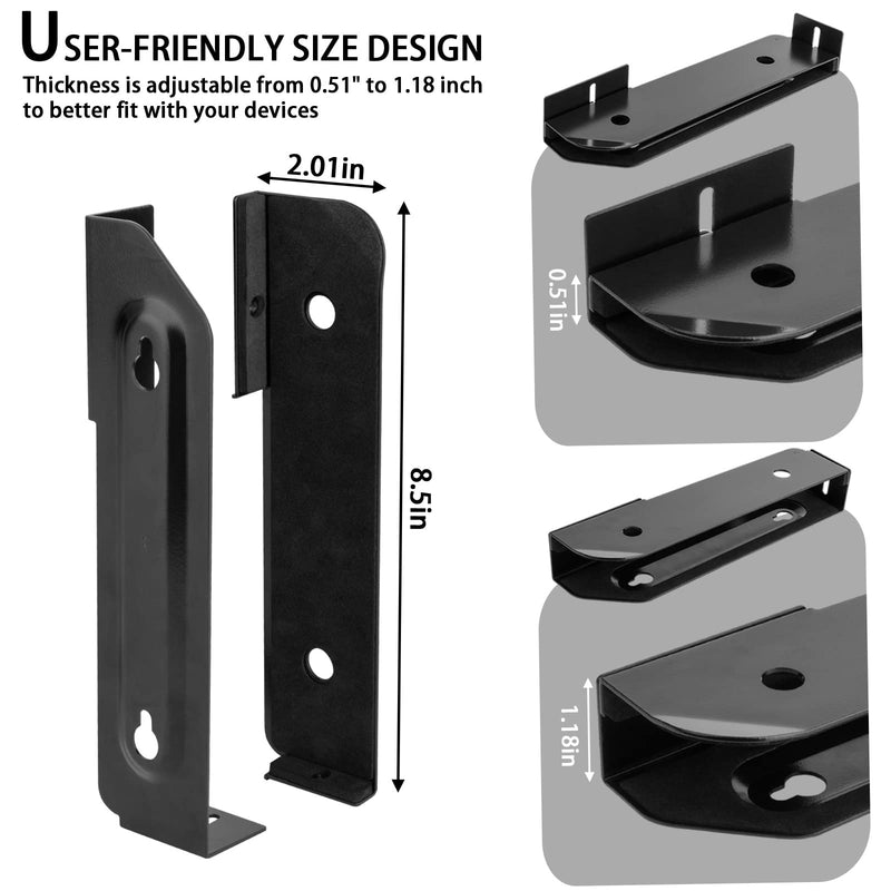 Wall Mount and Under Desk Mount Laptop Holder, Universal Laptop Storage Bracket for Devices Up to 1.18" Thick Macbooks, Surface, Keyboards, Tablets & More (Metal Black)