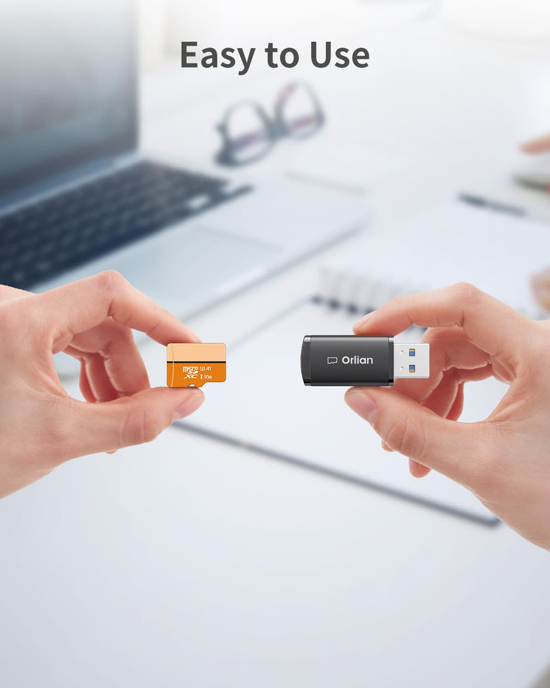 USB 3.0 Micro SD Card Reader, for MicroSD, MicroSDHC, MicroSDXC UHS-I Memory Card, Compatible with Windows, MAC MacBook Pro/Air, iPhone 15 Pro/Max, Android Galaxy and More, Black