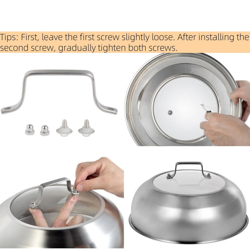 13.5 Inch (13 Inch Inner Diameter) Stainless Steel Basting Cover, for 14 Inch Woks, Melting Dome for Griddle Cooking, Round Steaming Cover Lid with Tempered Glass Top and Steam Holes 13.5" for 14 Inch Woks