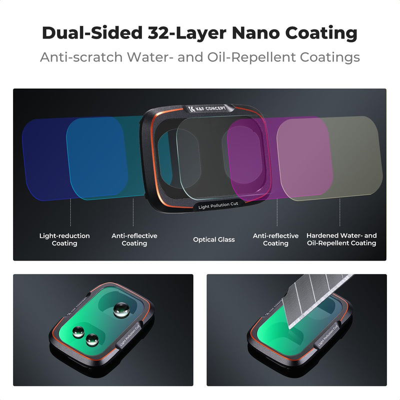 K&F CONCEPT Light Pollution Filter Kit Compatible with DJI Osmo Pocket 4P | LP Filter with Snap-fit Mount, High-Definition Glass with Multi-Layer Coating, 4P Accessories - Aluminium Alloy Frame, FD171