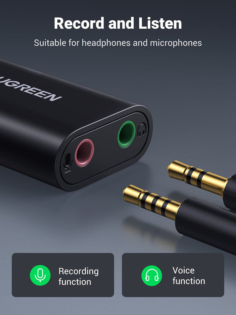 UGREEN USB Audio Adapter Bundle with 3.5mm to 2RCA Male Audio Adapter