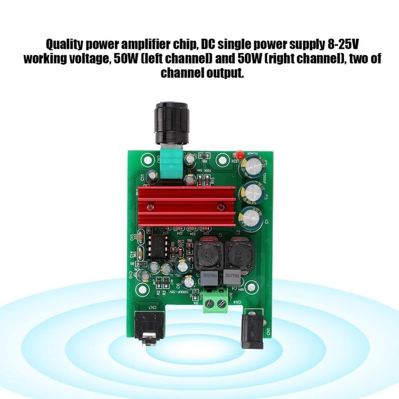 3.1 x 2.4 inch TPA3116D2 Digital Amplifier Board, 8-25VDC 100W Subwoofer Power Amplifier Module with NE5532 OPAMP, 5.5mm Jack