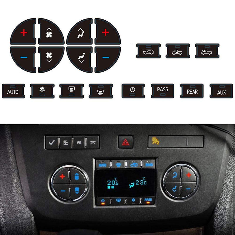 AC Dash Accents Button Sticker Repair Kit for Fixing Ruined Faded A/C Control Buttons - Decal Replacement Fits Select 07-15 GM Vehicles - Car SUV Accessories（Suburban, Chevy Tahoe...） 2