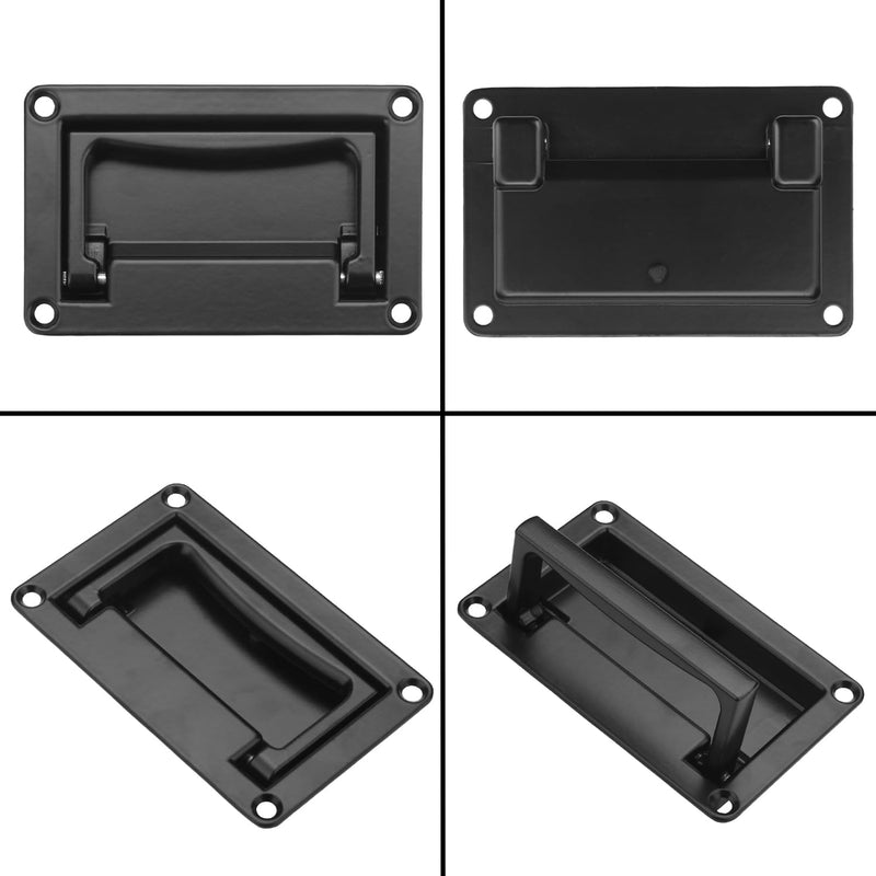 4 Pack, 4.4 x 2.7Inch Zinc Alloy Recessed Pull Handle, Flush Lift Recessed Door Handle,Marine Pull for Boat Deck or Home Furniture etc, Black 4 Pack