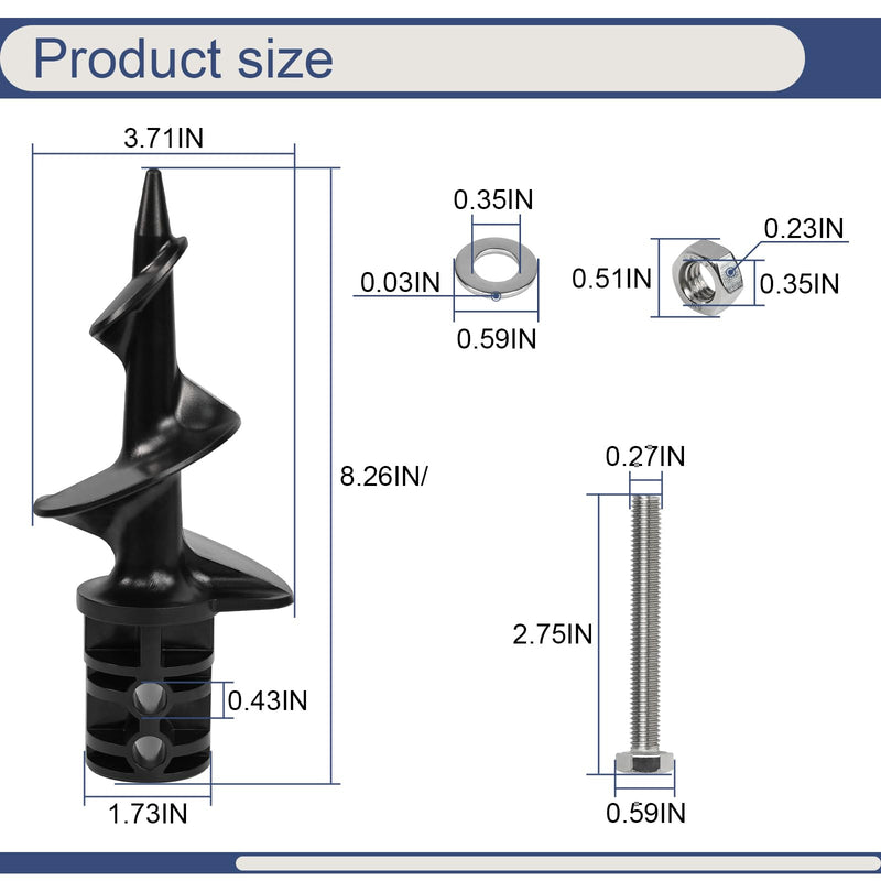 2 Pack Dock Sand Auger for PVC Tubing Sandbar Anchor Securing Your Boat with Ease Fits 1.730" I.D. or 1.790" I.D PVC,Replace Sand Dock Auger Boat Anchor(with 2 Screws)