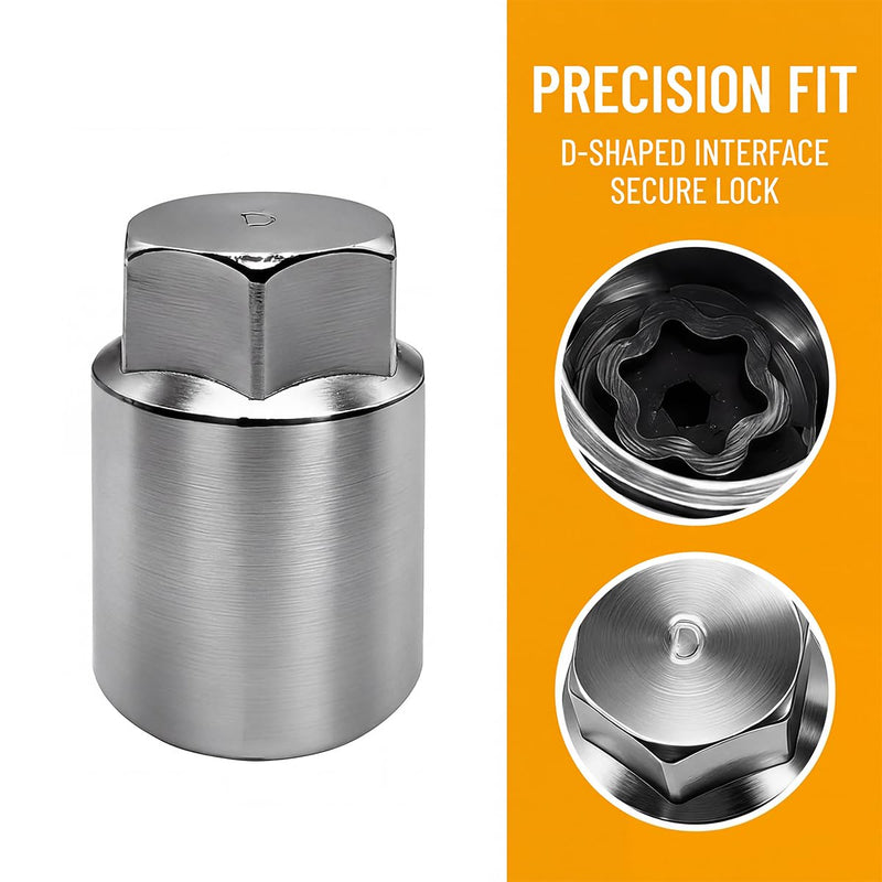 Zpana D Shaped Wheel Lock Key Removal Tool Anti Theft Bolt Adapter | Chrome steel construction, wrench connection design, tire service application, tyre maintenance, automotive repair