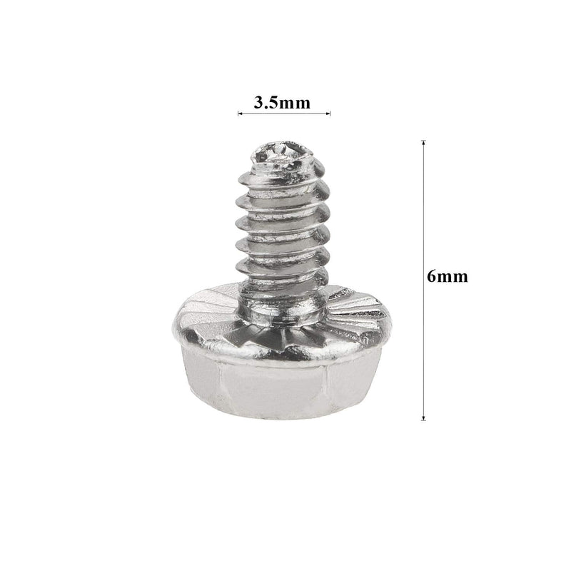 Toothed Hex 6/32 Screw 6# -32Computer PC Case Hard Drive Motherboard Mounting Screws, 100 PCS