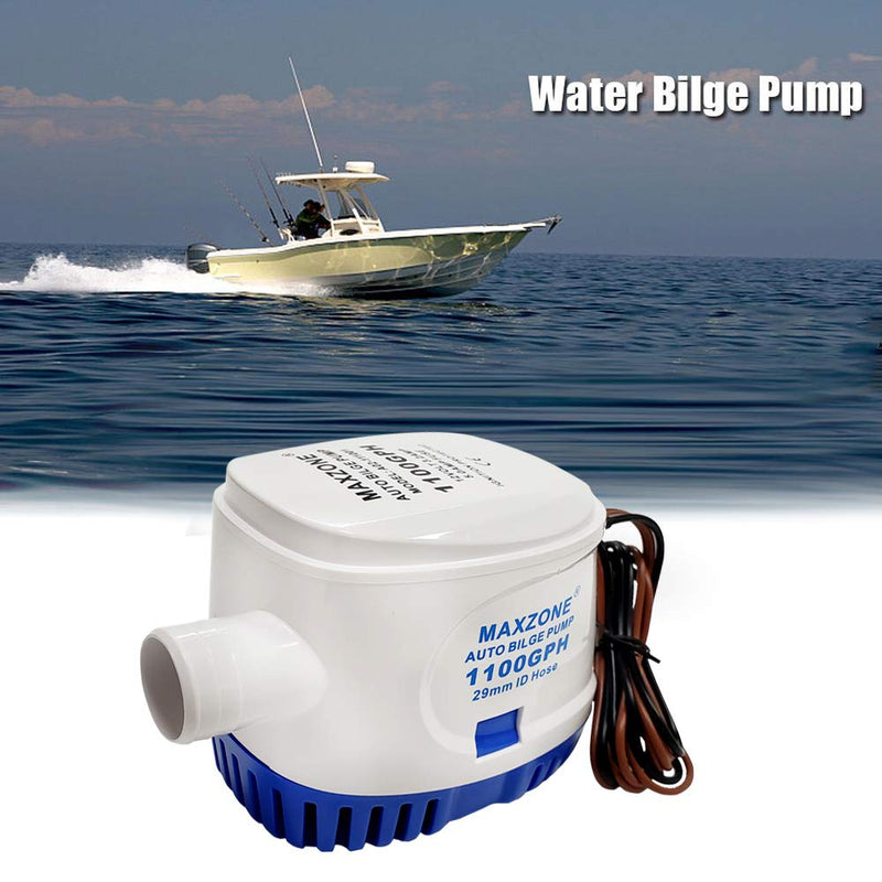 Automatic Submersible Boat Bilge Water Pump 12v 1100gph Auto with Float Switch, 1-1/8" Outlet, Compact Marine Boat Yacht A -1100GPH