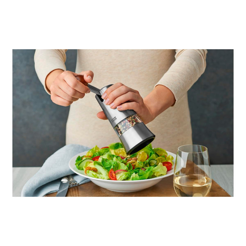 Kuhn Rikon Epicurean Adjustable Ratchet Grinder with Ceramic Mechanism for Salt, Pepper and Spices, 8.5 x 2.75 inches, Stainless Steel