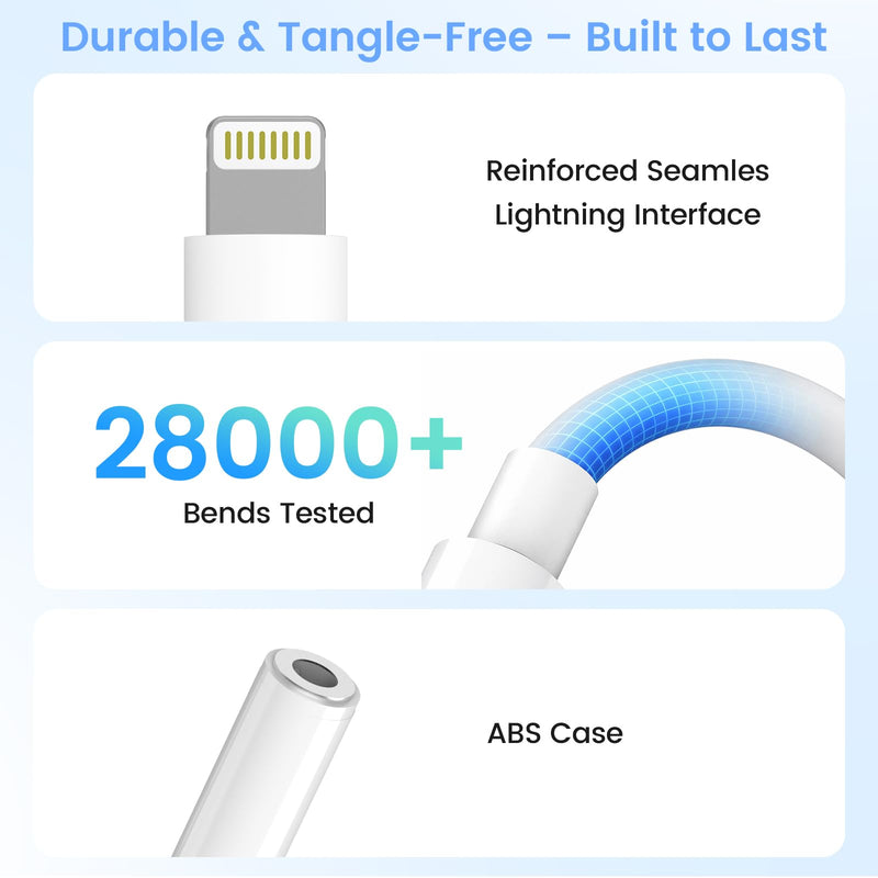 Apple MFi Certified Lightning to 3.5mm Headphone Jack Adapter 2 Pack with Microphone – Hi-Fi Audio Dongle Aux Converter Cable with DAC Chip Earphones Adapter Compatible with iPhone 14/13/12/11/XR/8/7