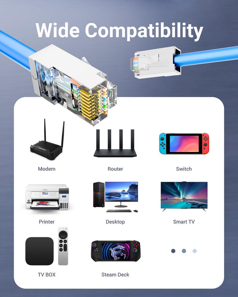 VCE Cat6 Shielded RJ45 Pass Through Connectors with Strain Relief Boots Black, Cat6 Ethernet Modular Plug, Gold Plated 3 Prong for Solid or Stranded S/FTP Network Cable, Supports 10Gbps PoE, 100-Pack 100+100 Pack