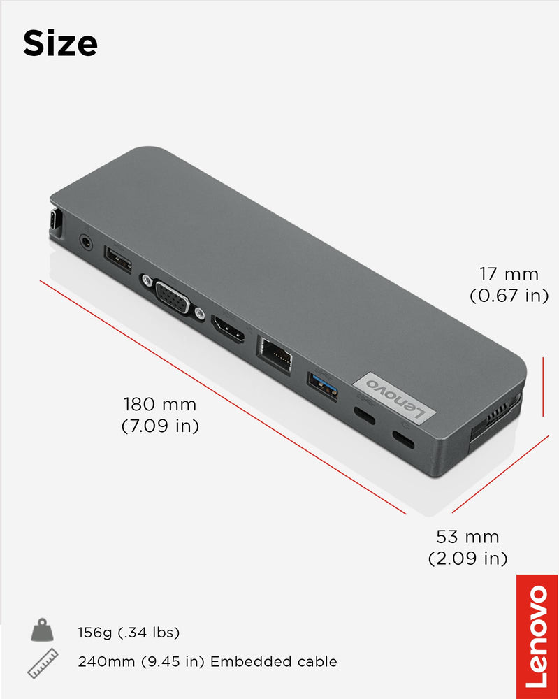 Lenovo 7-in-1 Portable USB-C Mini Dock - HDMI & VGA, 45W Charging, Compatible with Lenovo, Apple & USB-C Laptops, G0A70065US Lenovo Computer