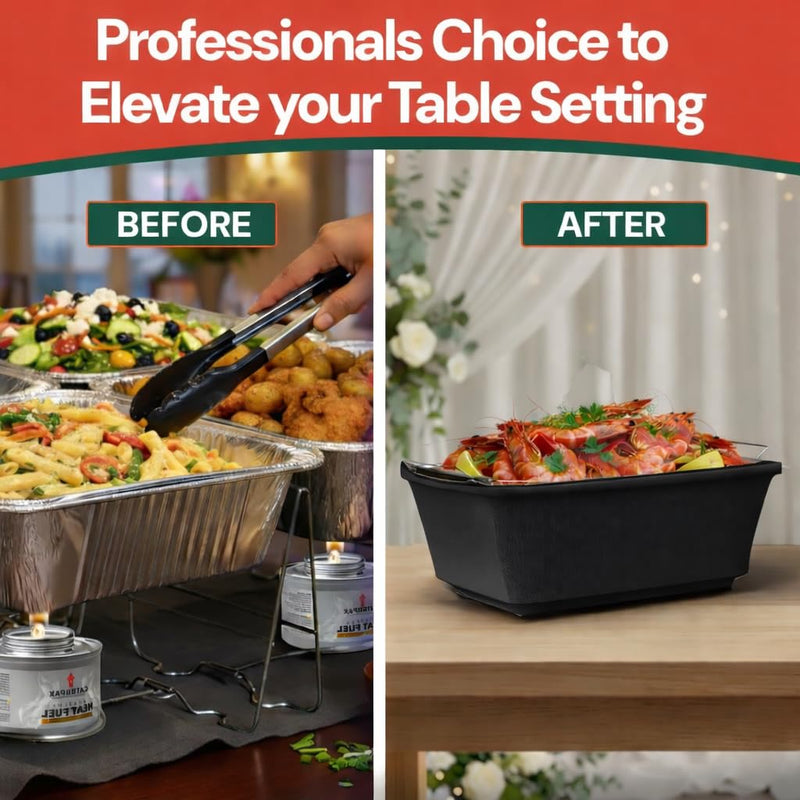 Chafing Dish Wind Guard (Pack of 6) – Slip-On, Machine Washable Chafer Stand Cover for Full-Size Wire Chafing Racks – Wind Blocking for Chafing Fuel, Buffet & Catering, Indoor/Outdoor Black