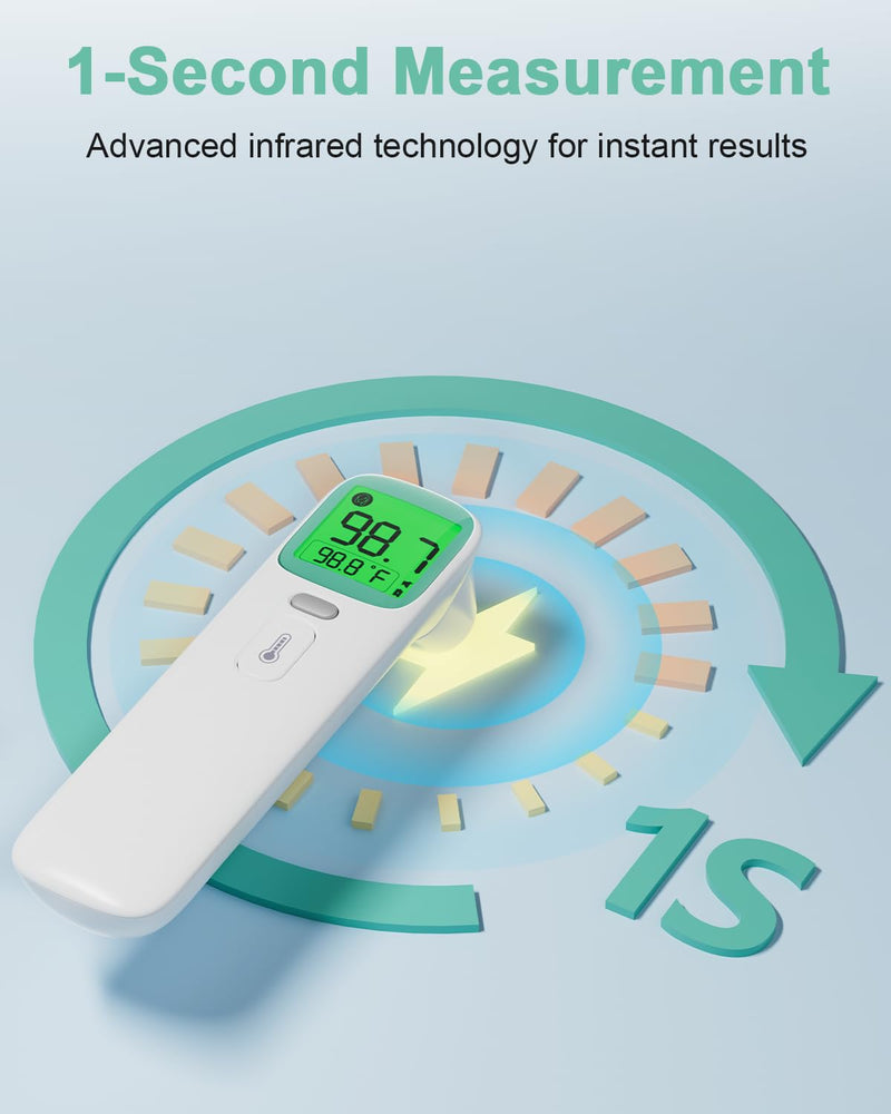 Ear Thermometer for Kids and Adults - Baby Thermometer FSA-HSA Eligible, Digital Infrared Thermometers 1S Reading, Accurate Forehead Termometro with Fever Alarm, 40 Memories (Green 1 Pack) Green