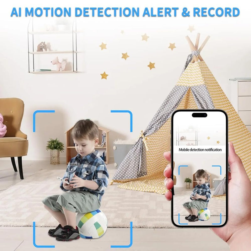 Small Indoor Outdoor Camera Security Wireless Home Cameras 4K Mini WiFi Pet Camaras, HD Tiny Nanny Cam,Wide Angle,Night Vision, Home Indoor Outdoor Camara,Can No Need WiFi Cams For House Security Black Grey
