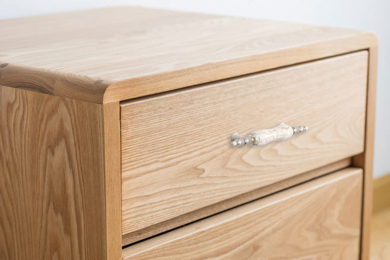 Txinmin Ceramic Cabinet Handles 6 Pack Dresser Cabinet Pulls 3" Hole Centers Euro Style Drawer Hardware - Ivory White 76 mm Hole Distance