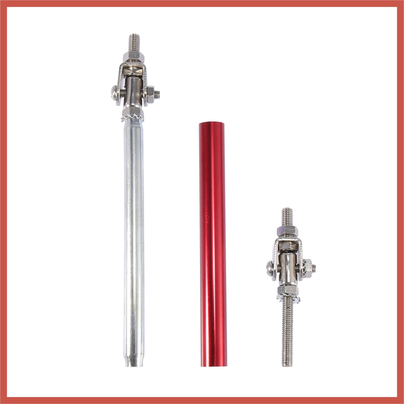 ACROPIX 2pcs 7"-9" Car Adjustable Front Bumper Lip Splitter Strut Tie Rod Bar Universal Red Car Parts