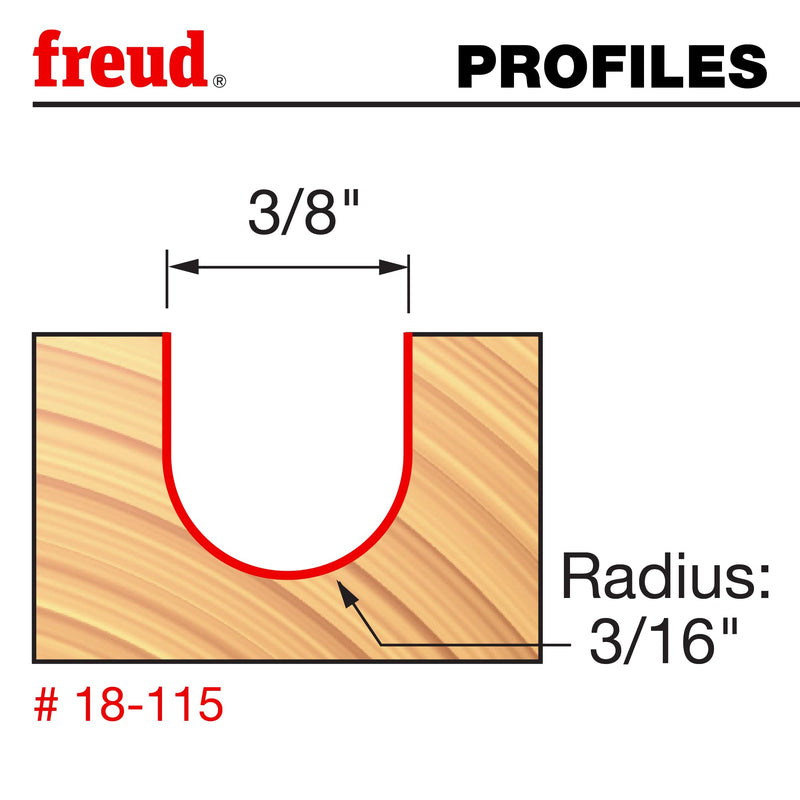 Freud 18-115: 3/16" Radius Round Nose Bit with 1/2" Shank