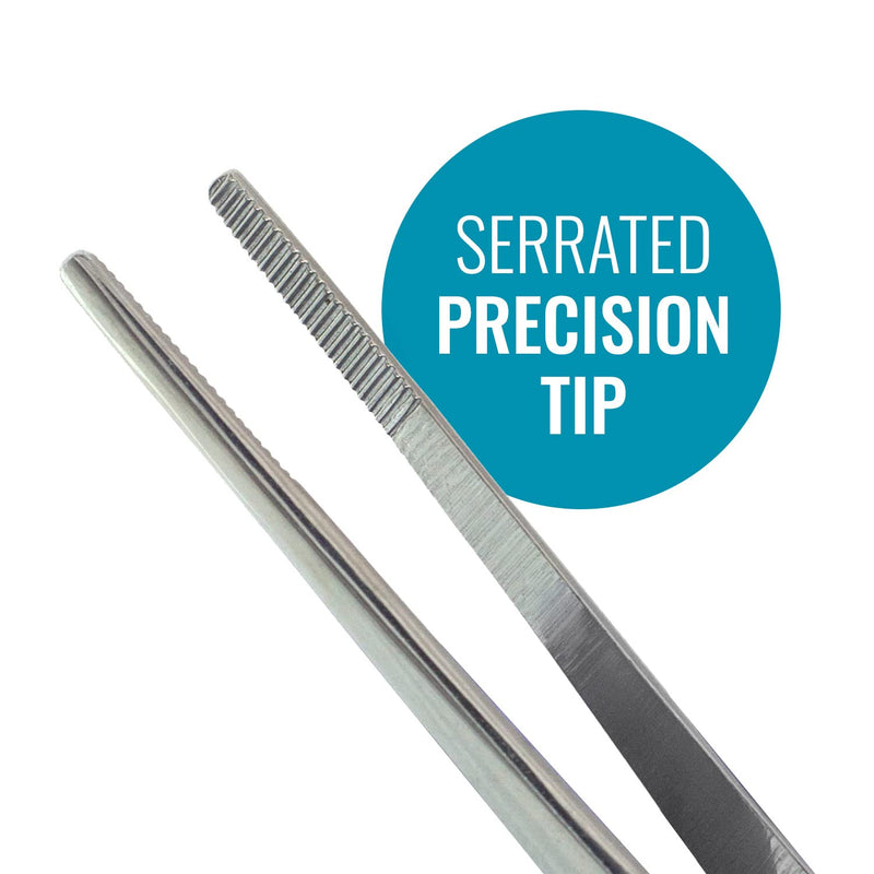 MABIS Stainless Steel Dressing Forceps, 5.5 Inch Serrated Thumb Forceps for Medical, Veterinary, First Aid, Lab, and Precision Tasks, Strong Grip 5.5 Inch (Pack of 1)