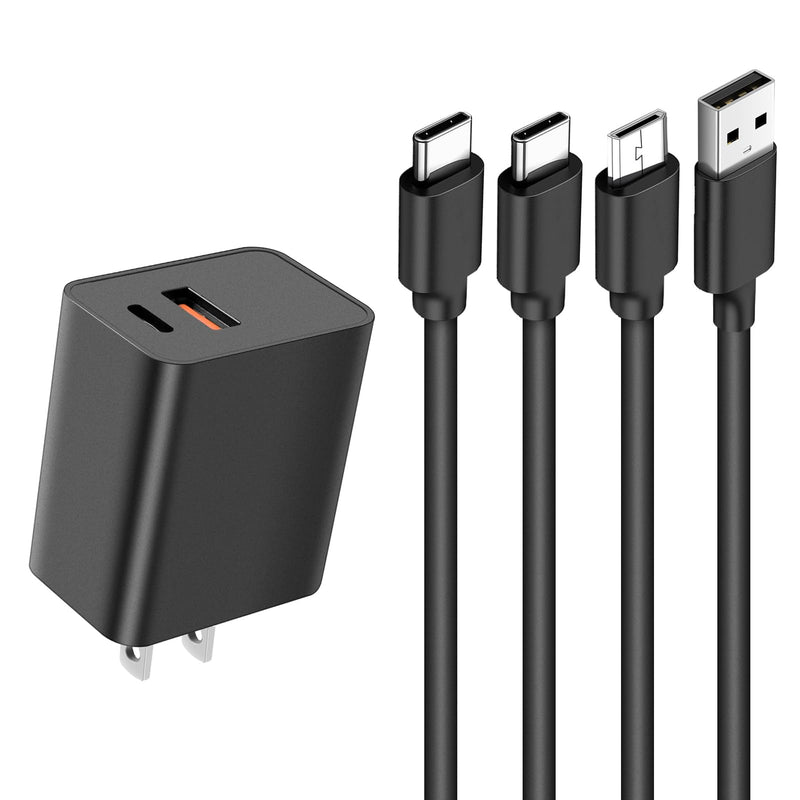 Fast Charger for All Kindle Fire Tablets 15W Wall Charger with 5FT USB C&Micro USB Charging Cords for Fire HD 7 8 10 Plus/Kids/Kids Pro, Kindle E-reader, Kindle Paperwhite, Amazon Fire Max 11