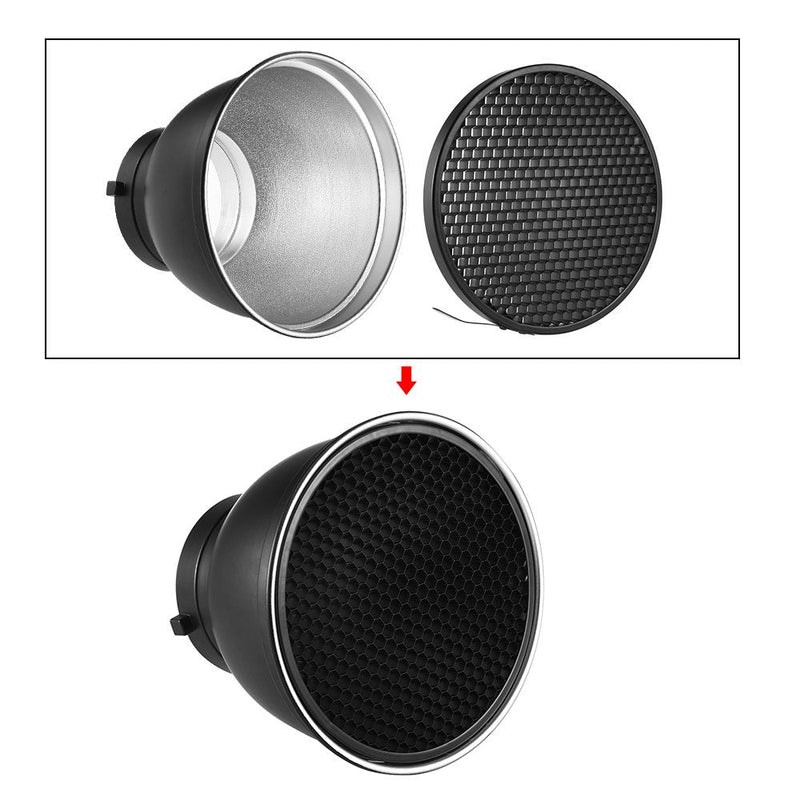Andoer 7" Standard Reflector Diffuser Lamp Shade Dish with 60° Honeycomb Grid for Bowens Mount Studio Strobe Flash Light Speedlite (Without Soft Cloth)