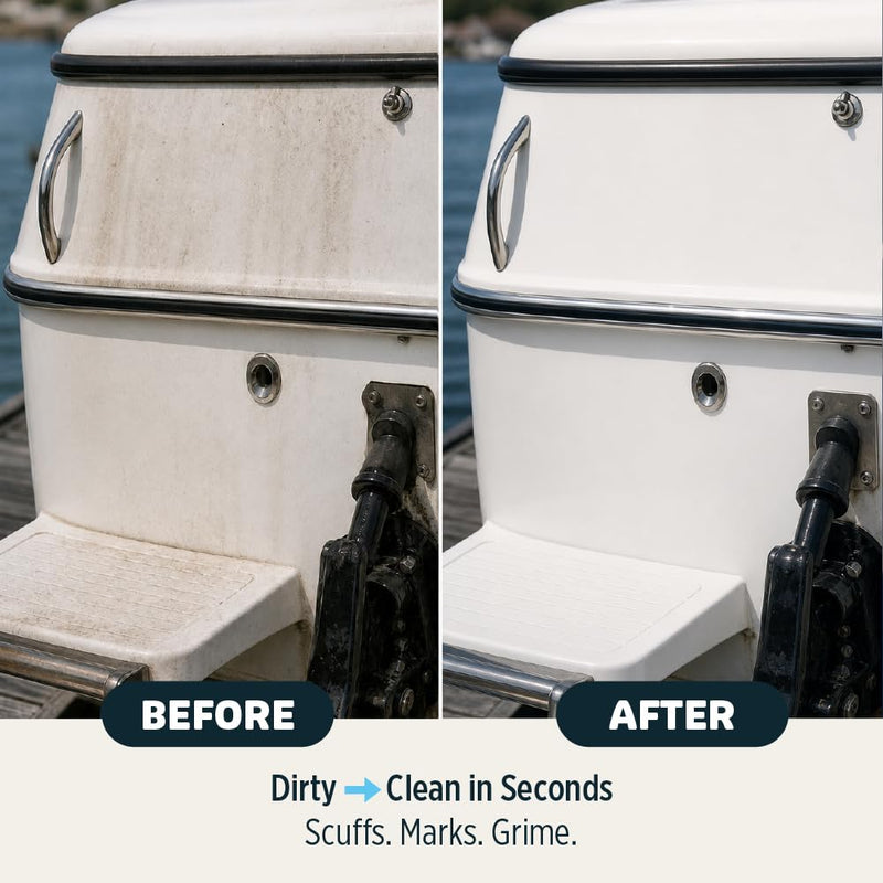 BoatERASERS Dual-Sided Boat Cleaner Sponges, Water-Activated Marine and Boat Eraser for Fiberglass, Vinyl & Gelcoat, Removes Scuffs, Dirt & Waterline Marks, No Harsh Chemicals (4 Pack)