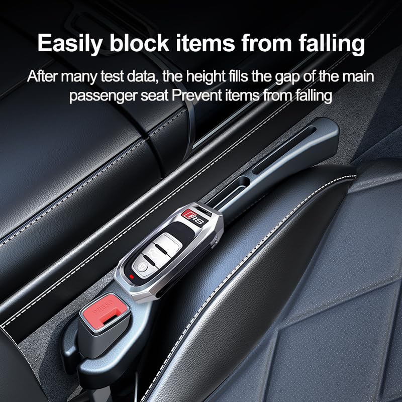 Car Seat Gap PU Filler Set of 2，Stop Things from Dropping，Filler with Organizer & Hook Function,Fill The Gap Between Seat & Console (Black) black